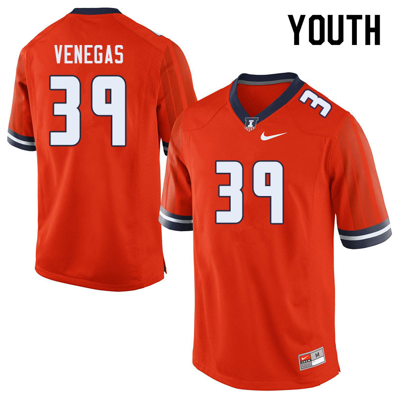 Youth #39 Bobby Venegas Illinois Fighting Illini College Football Jerseys Sale-Orange